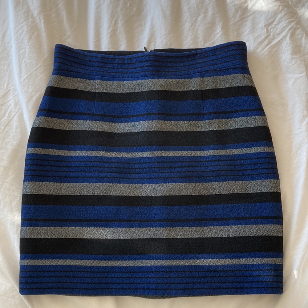 Blue Black Grey Striped Mini Skirt Proenza Schouler